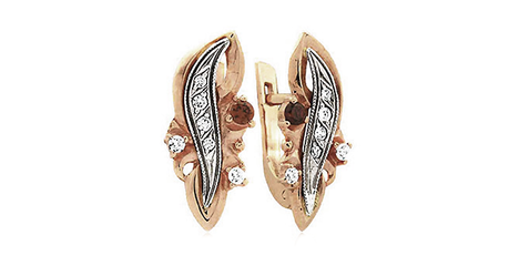 ск147 Серьги с накладками из белого золота