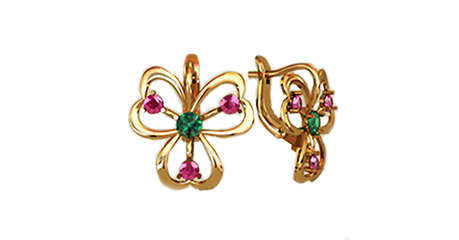 ск149 Золотые серьги с фианитами