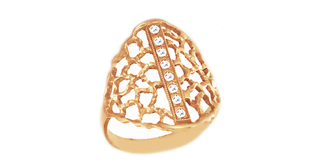 ск153 Золотое кольцо с дорожкой фианитов