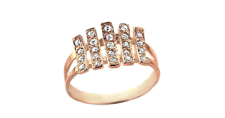 ск155 Золотые дорожки камней в колечке