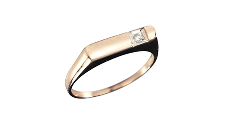 ск163 Узкая печатка с фианитом 